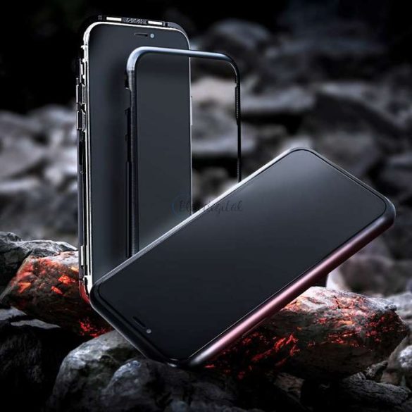 Samsung A715F Galaxy A71 mágneses, 2 részes hátlap előlapi üveg nélkül - Magneto- fekete