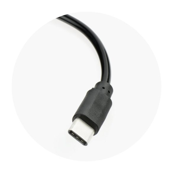 USB Type-C szivargyújtós gyorstöltő spirál kábellel + USB bemenettel - 5V/3A - fekete
