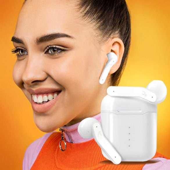 TWS Bluetooth sztereó headset v5.0 + töltőtok - EP-037 True Wireless Earphones -fehér