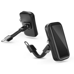 Univerzális kerékpárra/motorkerékpárra szerelhető, por- és cseppálló telefontartó 5.5-6.3'' méretű készülékekhez - fekete