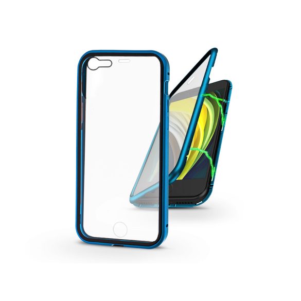 Apple iPhone 7/iPhone 8/SE 2020 mágneses, 2 részes hátlap előlapi üveggel - Magneto 360 - kék