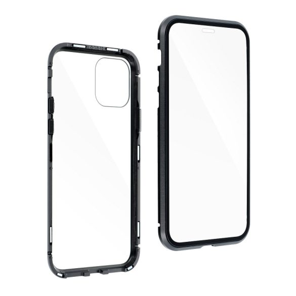 Apple iPhone X/XS mágneses, 2 részes hátlap előlapi üveggel - Magneto 360 - fekete