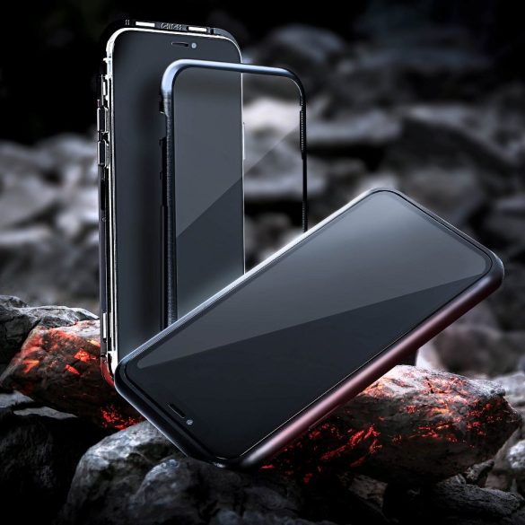 Apple iPhone 12/12 Pro mágneses, 2 részes hátlap előlapi üveggel - Magneto 360 - fekete