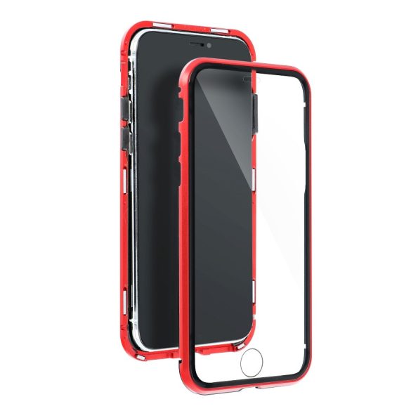 Apple iPhone 12/12 Pro mágneses, 2 részes hátlap előlapi üveggel - Magneto 360 - piros