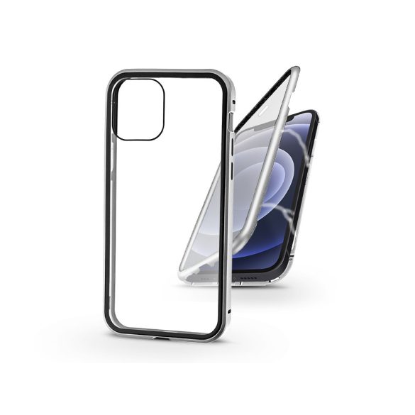Apple iPhone 12 Mini mágneses, 2 részes hátlap előlapi üveggel - Magneto 360 - ezüst