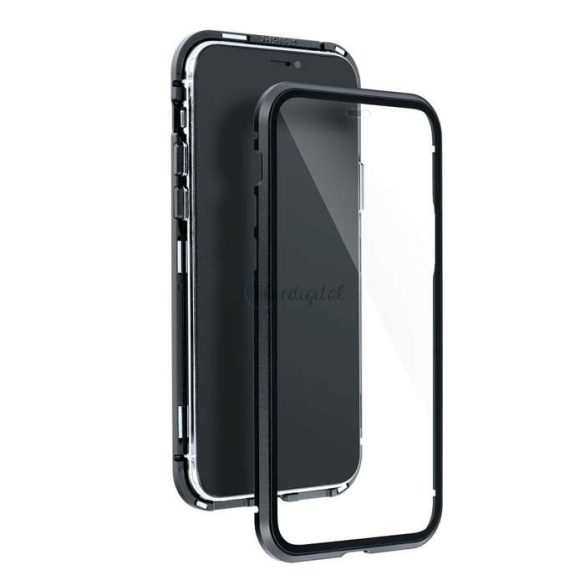 Apple iPhone 12 Pro Max mágneses, 2 részes hátlap előlapi üveggel - Magneto 360 - fekete