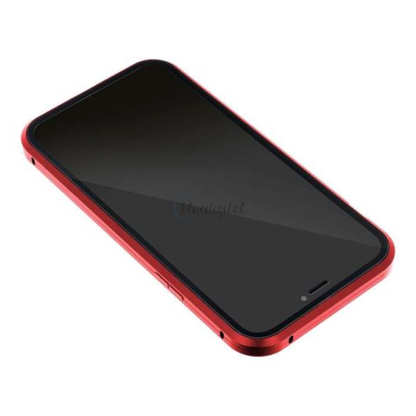 Apple iPhone 12 Pro Max mágneses, 2 részes hátlap előlapi üveggel - Magneto 360 - piros