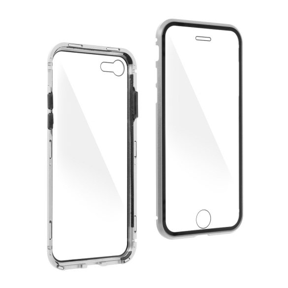 Apple iPhone 12 Pro Max mágneses, 2 részes hátlap előlapi üveggel - Magneto 360 - ezüst