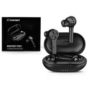 Wintory Bluetooth sztereó headset v5.0 + töltőtok - Wintory POD1 True Wireless  Stereo Earphone - fekete