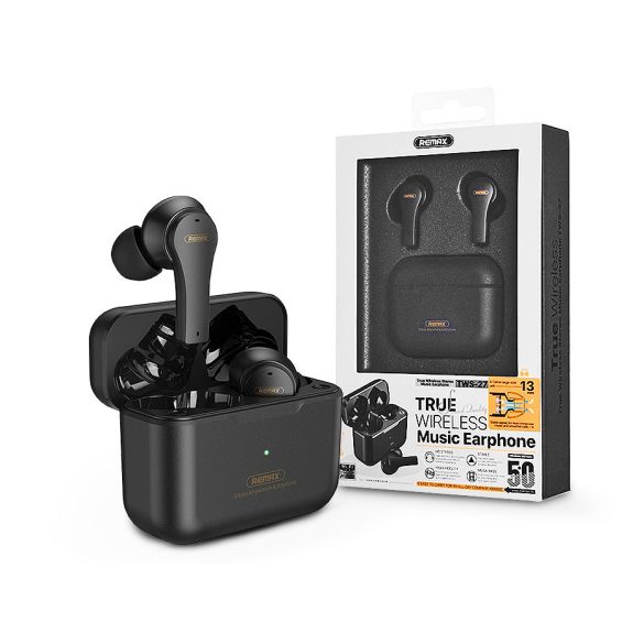 Remax Bluetooth sztereó TWS headset v5.0 + töltőtok - Remax TWS-27 True Wireless Music Earphone - black