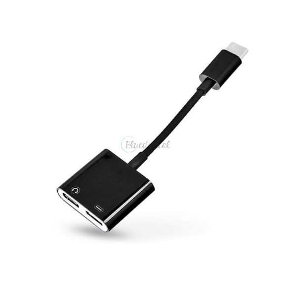 USB Type-C - 2x USB Type-C adapter egyidőben történő töltéshez és zenehallgatáshoz - fekete - ECO csomagolás