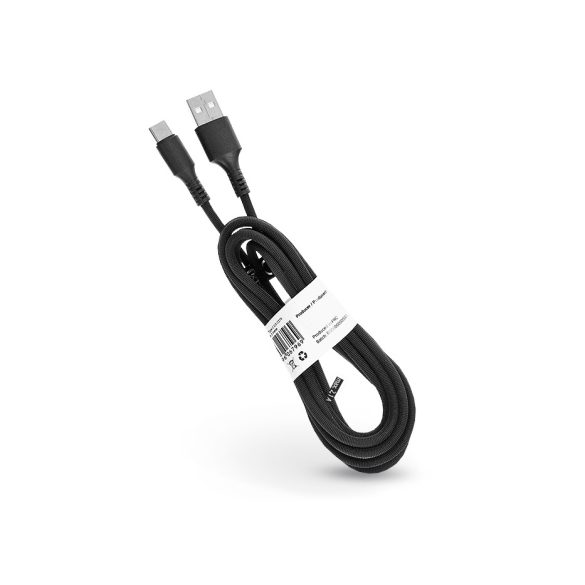 USB - USB Type-C adat- és töltőkábel 1 m-es erős textil vezetékkel - C279 USB to Type-C Cable - 2A - fekete - ECO csomagolás