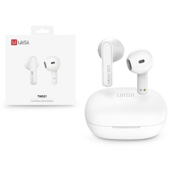 UiiSii Bluetooth sztereó headset v5.0 + töltőtok - UiiSii TWS21 True Wireless   Stereo Earphone - fehér