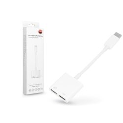   USB Type-C - 2x USB Type-C adapter egyidőben történő töltéshez és zenehallgatáshoz - fehér