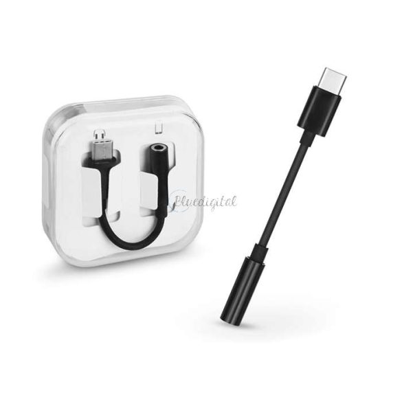 USB Type-C adapter 3,5 mm jack füllhallgatóhoz - box - fekete