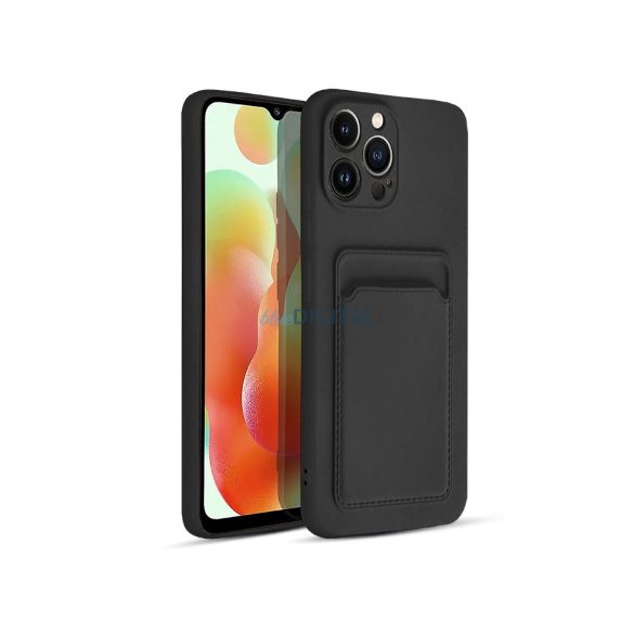 Xiaomi Redmi Note 12 5G/Poco X5 5G szilikon hátlap kártyatartóval - Card Case - fekete