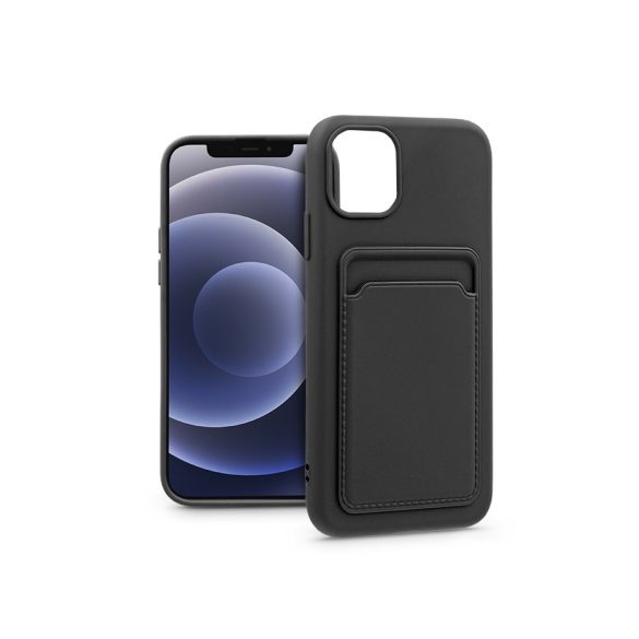 Apple iPhone 12/12 Pro szilikon hátlap kártyatartóval - Card Case - fekete
