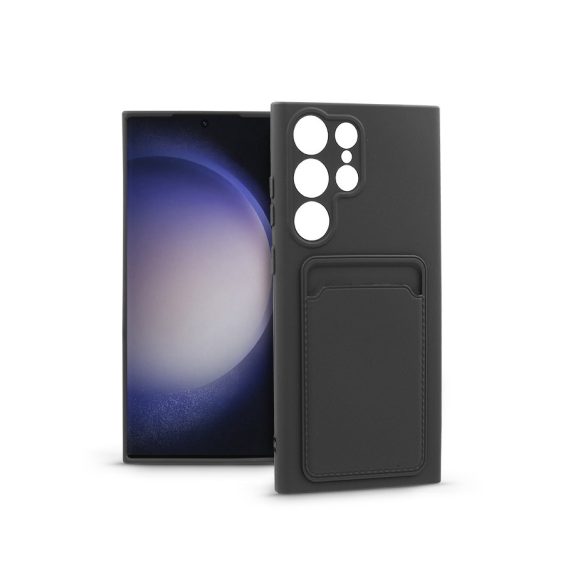 Samsung SM-S918 Galaxy S23 Ultra szilikon hátlap kártyatartóval - Card Case -   fekete