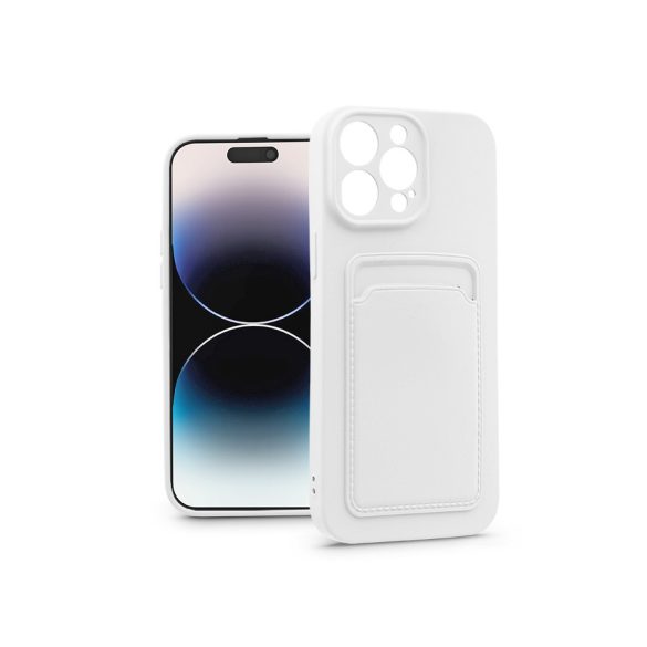 Apple iPhone 14 Pro szilikon hátlap kártyatartóval - Card Case - fehér