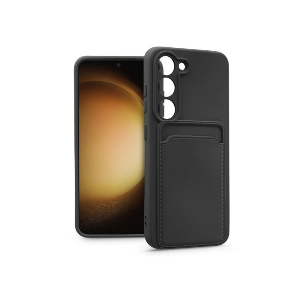 Samsung SM-S911 Galaxy S23 szilikon hátlap kártyatartóval - Card Case - fekete