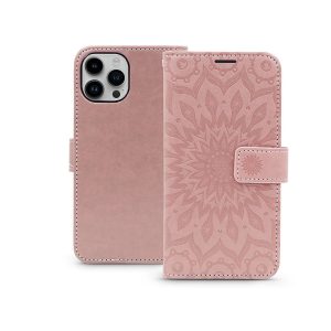 Mezzo Book Flip bőrtok - Apple iPhone 15 Pro - mandala rose gold