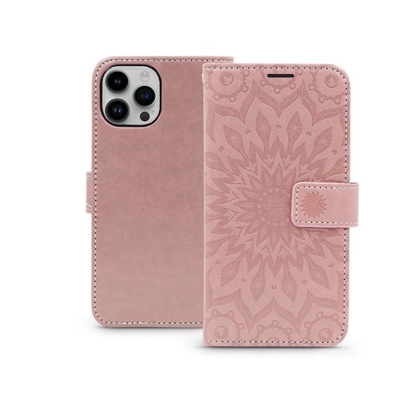 Mezzo Book Flip bőrtok - Apple iPhone 15 Pro - mandala rose gold