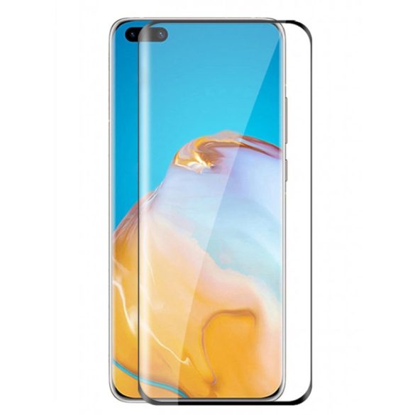 Huawei P40 Pro karcálló edzett üveg HAJLÍTOTT TELJES KIJELZŐS Tempered Glass kijelzőfólia kijelzővédő fólia kijelző védőfólia eddzett UV kötésű