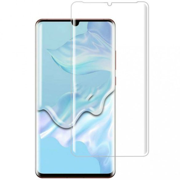 Huawei P30 Pro karcálló edzett üveg HAJLÍTOTT TELJES KIJELZŐS Tempered Glass kijelzőfólia kijelzővédő fólia kijelző védőfólia eddzett UV kötésű