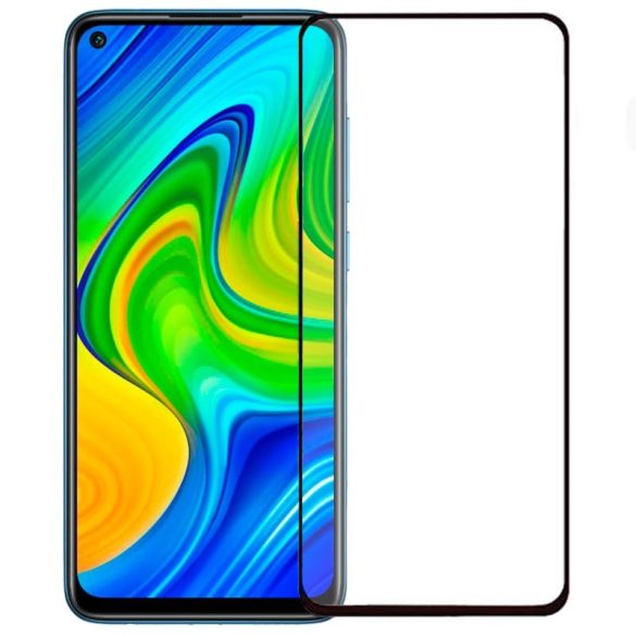 Xiaomi Redmi Note 9 / Redmi 10X 4G / Redmi Note 9T edzett üveg FEKETE TELJES KÉPERNYŐS FULL SCREEN HAJLÍTOTT tempered glass kijelzőfólia kijelzővédő védőfólia karcálló kijelzős