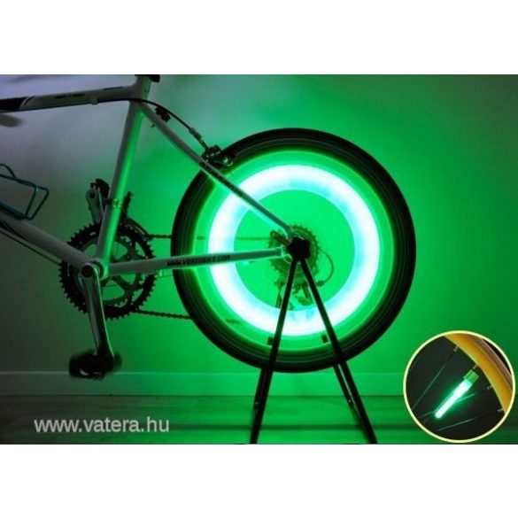 Kerékpáros küllővillogó több színben láthatóság lámpa villogó szelep led fény bicikli kerékpár bike ZÖLD