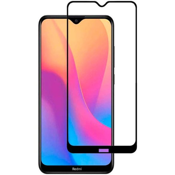 Xiaomi Redmi 8 8A edzett üveg FEKETE TELJES KÉPERNYŐS FULL SCREEN HAJLÍTOTT tempered glass kijelzőfólia kijelzővédő védőfólia karcálló kijelzős