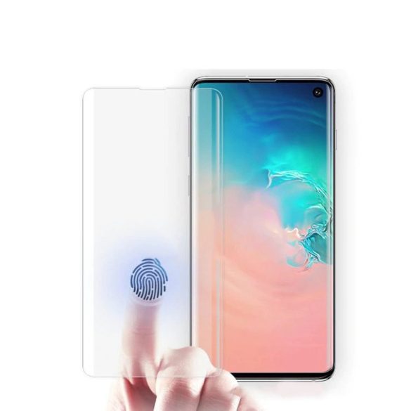 Samsung Galaxy S10 SM-G973 karcálló edzett üveg HAJLÍTOTT TELJES KIJELZŐS Tempered Glass kijelzőfólia kijelzővédő fólia kijelző védőfólia eddzett UV