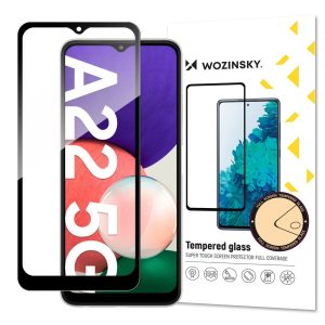 Samsung Galaxy A22 5G karcálló edzett üveg TELJES KÉPERNYŐS FEKETE Tempered Glass kijelzőfólia kijelzővédő fólia kijelző védőfólia eddzett