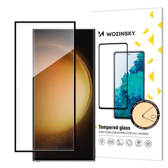 Samsung Galaxy S24 Ultra karcálló edzett üveg hajlított fekete keretes Tempered Glass kijelzőfólia kijelzővédő fólia kijelző védőfólia edzett SM-S928