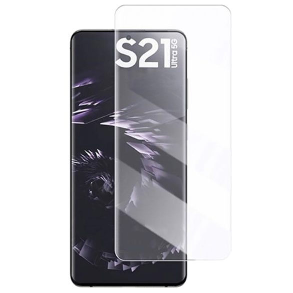 Samsung Galaxy S21 Ultra SM-G998 karcálló edzett üveg HAJLÍTOTT TELJES KIJELZŐS Tempered Glass kijelzőfólia kijelzővédő fólia kijelző védőfólia eddzett UV