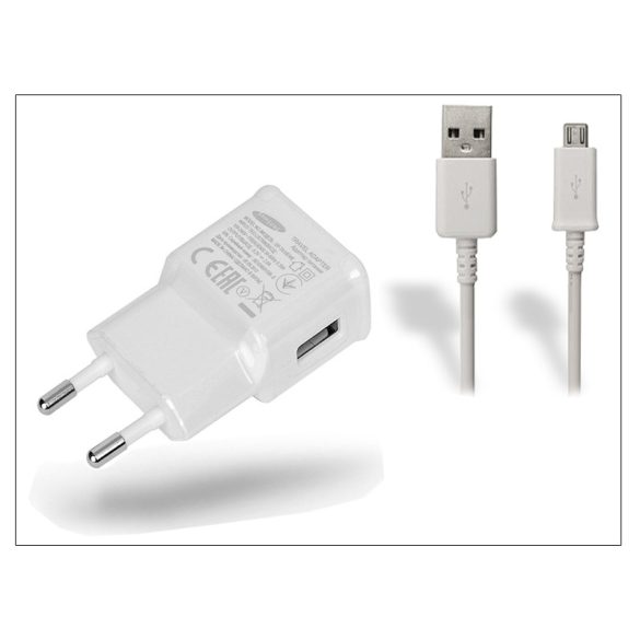 Samsung gyári USB hálózati töltő adapter + micro USB adatkábel - 5V/2A - EP-TA10EWE + ECB-DU4AWE/EWE white (ECO csomagolás)