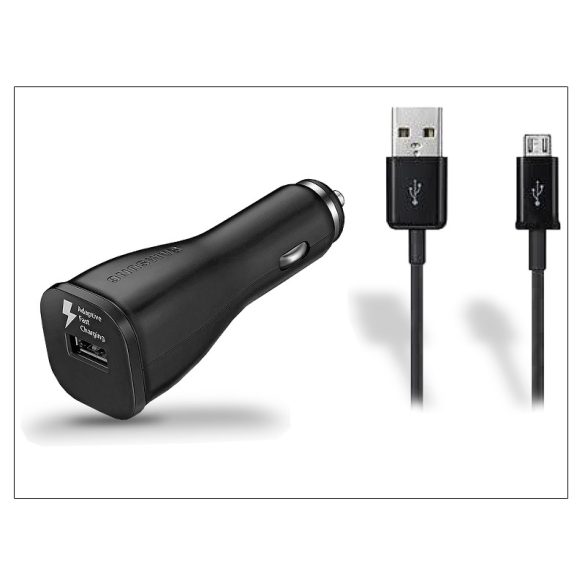 Samsung gyári USB szivargyújtós töltő + micro USB adatkábel - 5V/2A - EP-LN915U+ECB-DU4ABE black - Adaptive Fast Charging (ECO csomagolás)