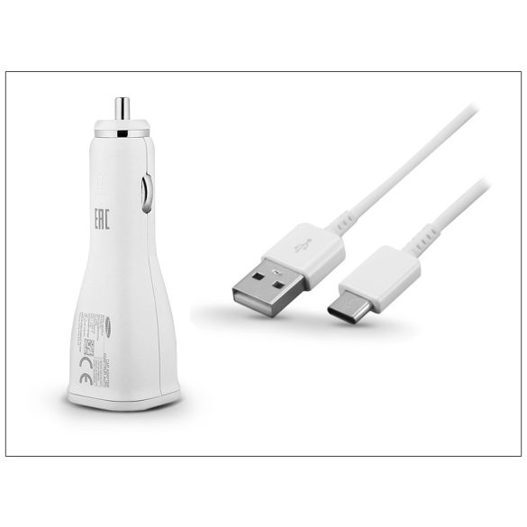 Samsung gyári USB szivargyújtós töltő + USB Type-C adatkábel - 5V/2A - EP-LN915U + EP-DN930CWE Adaptive Fast Charging (ECO csomagolás)