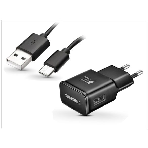 Samsung gyári USB hálózati töltő adapter + USB Type-C adatkábel - 5V/2A - EP-TA20EBE + EP-DG950CBE Type-C black (ECO csomaglás)