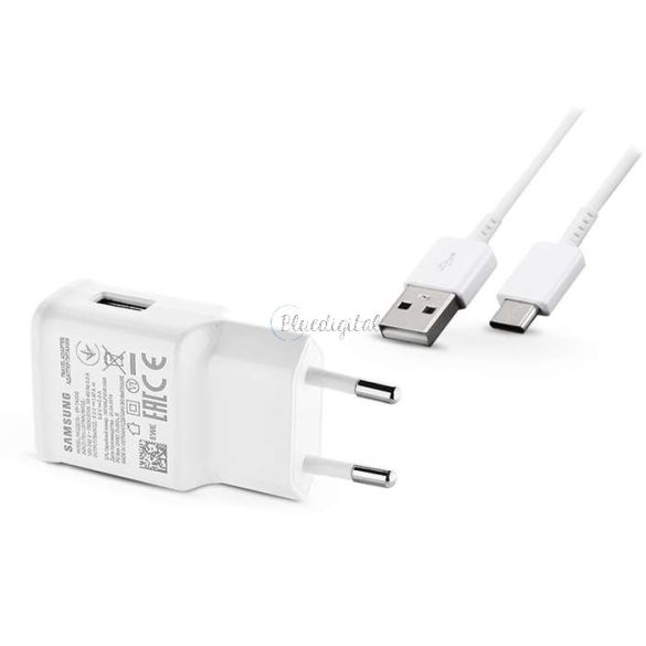 Samsung gyári USB hálózati töltő adapter + USB Type-C adatkábel - 5V/2A -       EP-TA200EWE + EP-DN930 Type-C - fehér (ECO csomaglás)