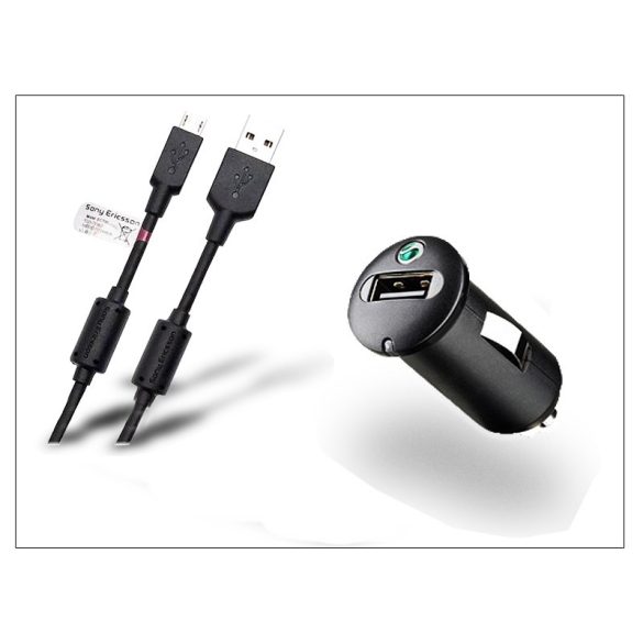 Sony Ericsson gyári USB szivargyújtós töltő adapter + micro USB adatkábel - 5V/1,2A - AN400+EC450 (ECO csomagolás)