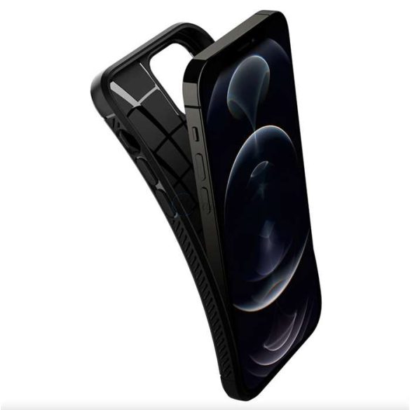 Apple iPhone 12/12 Pro ütésálló hátlap - Spigen Rugged Armor - fekete