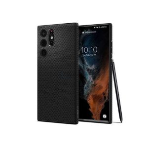 Samsung S908B Galaxy S22 Ultra 5G ütésálló hátlap - Spigen Liquid Air - fekete