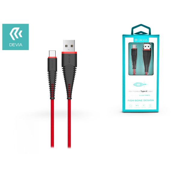 Devia USB töltő- és adatkábel 1,5 m-es vezetékkel - Devia Fish1 Flexible Type-C USB 2.4 - red