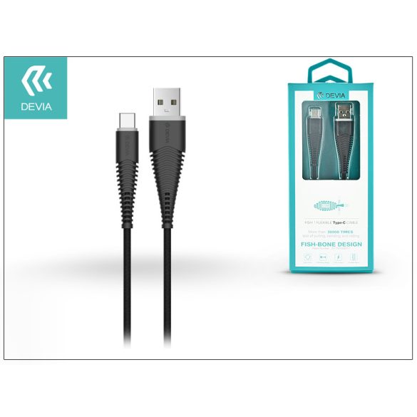 Devia USB töltő- és adatkábel 1,5 m-es vezetékkel - Devia Fish1 Flexible Type-C USB 2.4 - black