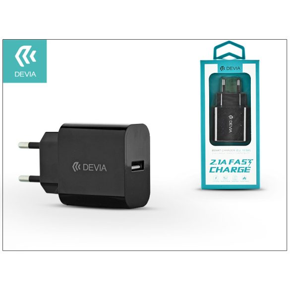 Devia USB hálózati töltő adapter - Devia Smart USB Fast Charge - 5V/2,1A -      fekete