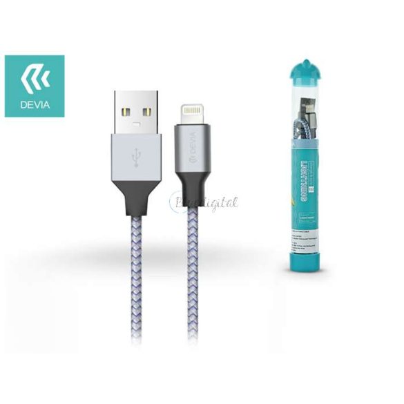 Devia USB - Lightning USB töltő- és adatkábel - 1 m-es vezetékkel - Devia Tube  Lightning USB 2.4A - ezüst/kék