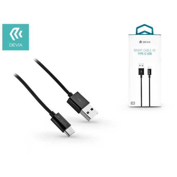 USB - USB Type-C adat- és töltőkábel 1 m-es vezetékkel - Devia Smart Cable for Type-C 2.1 - black