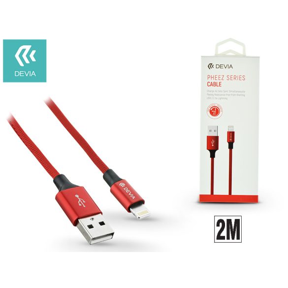Apple iPhone Lightning USB töltő- és adatkábel - 2 m-es vezetékkel - Devia Pheez Lightning USB 2.1A - red