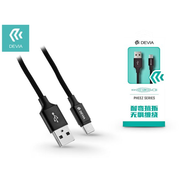 USB - USB Type-C adat- és töltőkábel 1 m-es vezetékkel - Devia Pheez USB Type-C 2.0 Cable - black